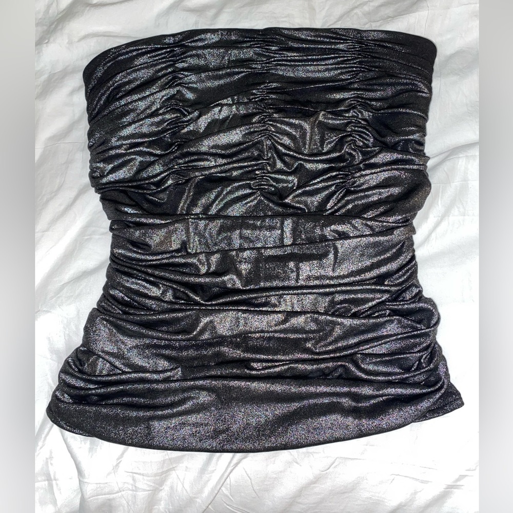 Bebe Sparkly Gun-metal Tube Top